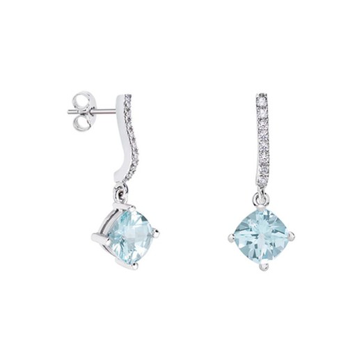 Pendientes Oro Blanco 18kts Rombo Argyor MRM 7x7mm (18)79B0500DC2 Topacios Azul Diamantes