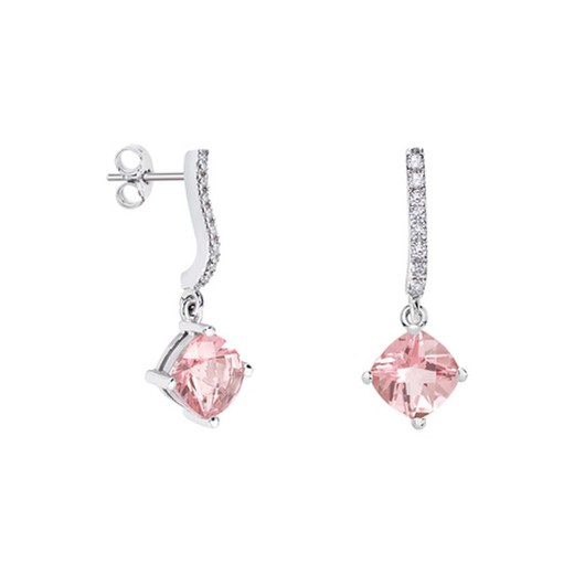 Pendientes Oro Blanco 18kts Rombo Argyor MRM 7x7mm (18)79B0500DC3 Topacios Rosa Diamantes