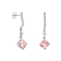 Pendientes Oro Blanco 18kts Rombo Argyor MRM 7x7mm (18)79B0501DC3 Topacios Rosa Diamantes