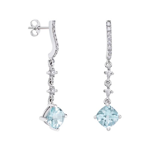 Pendientes Oro Blanco 18kts Rombo Argyor MRM 7x7mm (18)79B0502DC2 Topacios Azul Diamantes