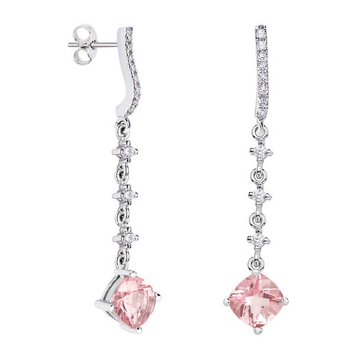 Pendientes Oro Blanco 18kts Rombo Argyor MRM 7x7mm (18)79B0503DC3 Topacios Rosa Diamantes