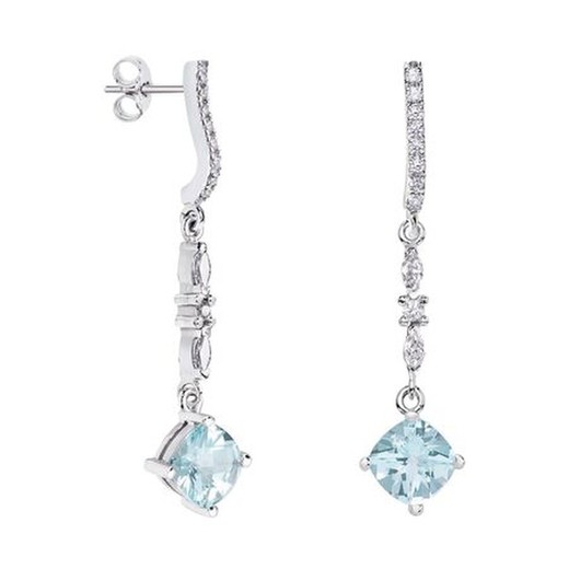 Pendientes Oro Blanco 18kts Rombo Argyor MRM 7x7mm (18)79B0505DC2 Topacios Azul Diamantes