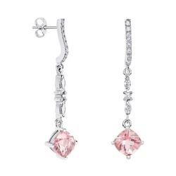 Pendientes Oro Blanco 18kts Rombo Argyor MRM 7x7mm (18)79B0505DC3 Topacios Rosa Diamantes