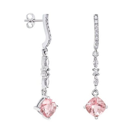 Pendientes Oro Blanco 18kts Rombo Argyor MRM 7x7mm (18)79B0505TC3 Topacios Rosa