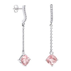 Pendientes Oro Blanco 18kts Rombo Argyor MRM 7x7mm (18)79B0507DC3 Topacios Rosa Diamantes