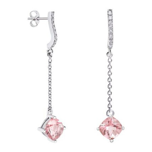 Pendientes Oro Blanco 18kts Rombo Argyor MRM 7x7mm (18)79B0507TC3 Topacios Rosa Diamantes