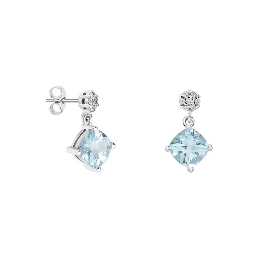 Pendientes Oro Blanco 18kts Rombo Argyor MRM 7x7mm (18)79B0600DC2 Topacios Azul Diamantes