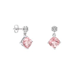 Pendientes Oro Blanco 18kts Rombo Argyor MRM 7x7mm (18)79B0600DC3 Topacios Rosa Diamantes