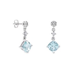 Pendientes Oro Blanco 18kts Rombo Argyor MRM 7x7mm (18)79B0601DC2 Topacios Azul Diamantes