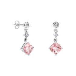 Pendientes Oro Blanco 18kts Rombo Argyor MRM 7x7mm (18)79B0601DC3 Topacios Rosa Diamantes