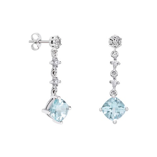 Pendientes Oro Blanco 18kts Rombo Argyor MRM 7x7mm (18)79B0602DC2 Topacios Azul Diamantes