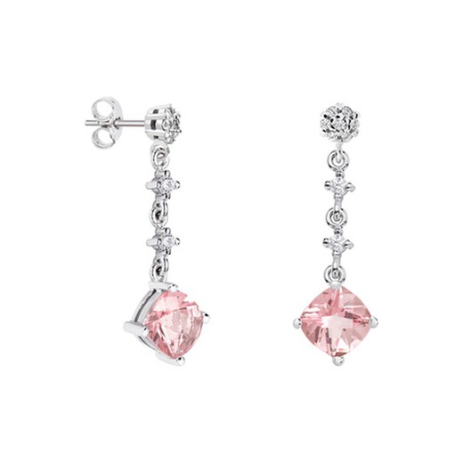 Pendientes Oro Blanco 18kts Rombo Argyor MRM 7x7mm (18)79B0602DC3 Topacios Rosa Diamantes