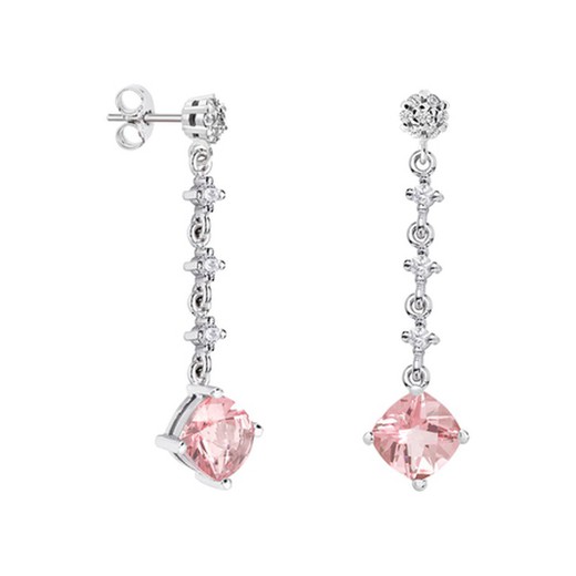 Pendientes Oro Blanco 18kts Rombo Argyor MRM 7x7mm (18)79B0603DC3 Topacios Rosa