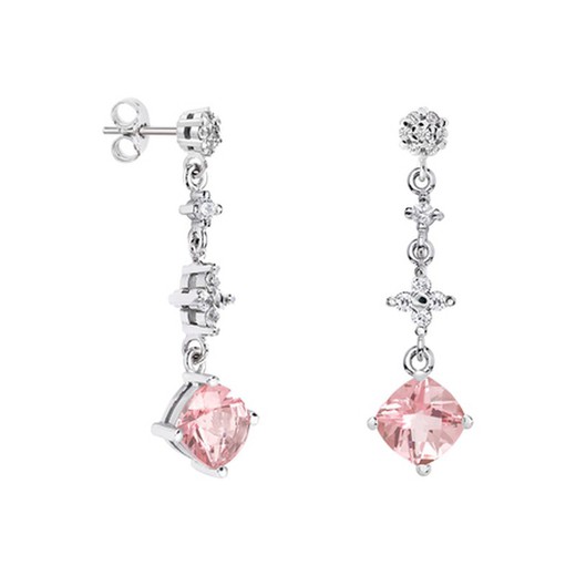 Pendientes Oro Blanco 18kts Rombo Argyor MRM 7x7mm (18)79B0604DC3 Topacios Rosa Diamantes