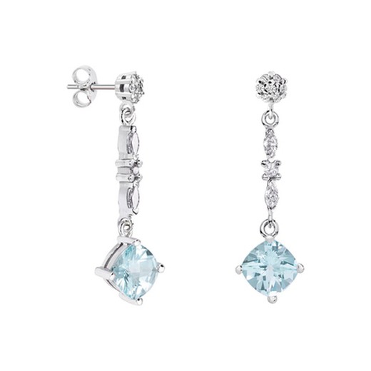 Pendientes Oro Blanco 18kts Rombo Argyor MRM 7x7mm (18)79B0605TC2 Topacios Azul Diamantes