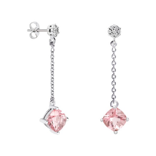 Pendientes Oro Blanco 18kts Rombo Argyor MRM 7x7mm (18)79B0607DC3 Topacios Rosa Diamantes