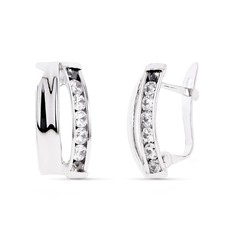 Boucles d'oreilles en or blanc 9 carats 14x7 mm 9K21187 Zircone