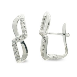 Pendientes Oro Blanco 9kts 16x5mm 9K20635-1 Circonitas