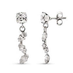 Boucles d'oreilles en or blanc 9 carats 20x4 mm 9K18555-OB Zircone