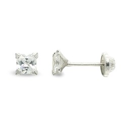 Boucles d'Oreilles Or Blanc 9kts 3mm 9K18084-OB Zircone