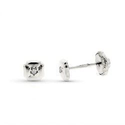 Pendientes Oro Blanco 9kts 4mm 9KP1911-OBT Diamantes