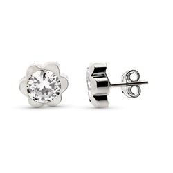 Pendientes Oro Blanco 9kts 6x6mm 9K18910-OB Circonitas