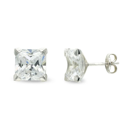 Boucles d'oreilles Or Blanc 9kts 8mm 9K11913 Zircone