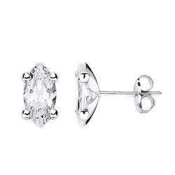 Boucles d'oreilles en or blanc 9 carats 9K15715-OB Zircone