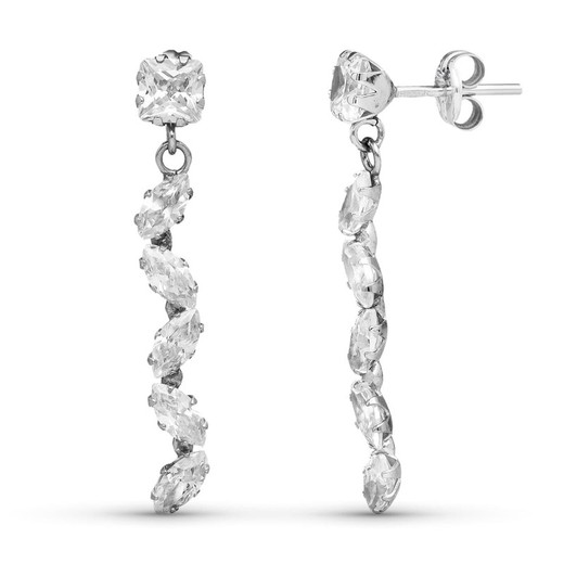 Boucles d'oreilles en or blanc 9 carats 9K15738 Zircone