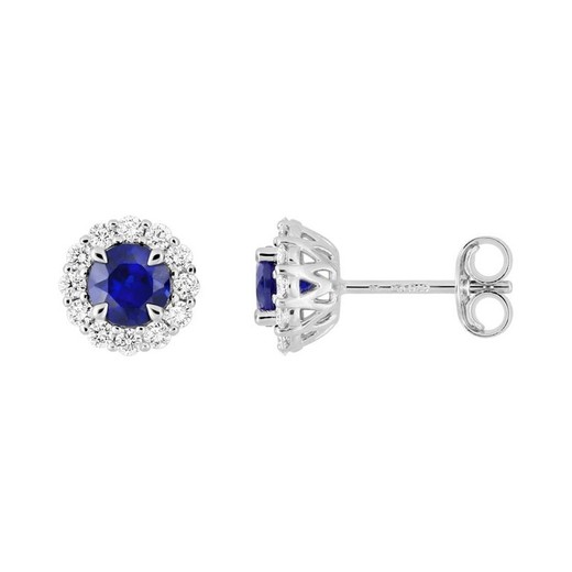 Pendientes Oro Blanco 9kts Argyor-MRM (9)9KLGS107W Zafiro Diamantes F-VS SYNT 0.75CT