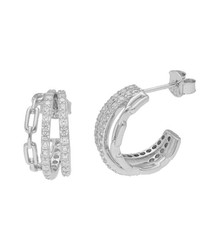 Pendientes Plata 1,5cm Liska LAD7231A 3 Bandas Circonitas