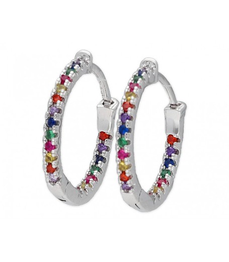 Boucles d'oreilles Argent 16mm Liska MED145A 3 Créoles Zircone Multicolore