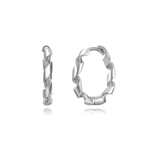 Boucles d'oreilles Argent 17mm PEL1057RHXX17 Créoles Tressées