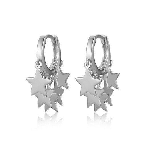 Pendientes Plata 18mm PE00655RH Aro 5 Estrellas