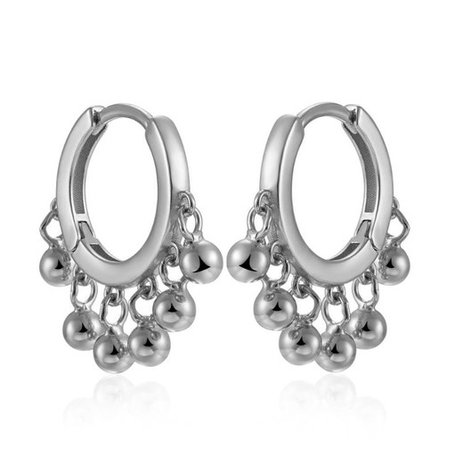 Pendientes Plata 18mm PE00754RH Aro 6 Bolitas