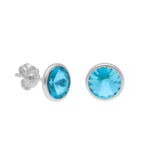 Pendientes Plata 9mm Liska LSW2015A-AC Circonita Turquesa