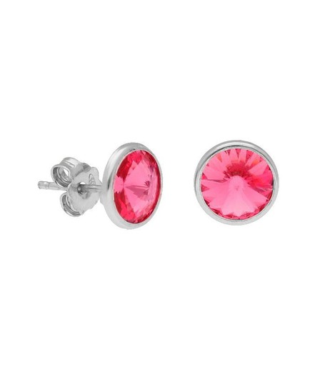 Pendientes Plata 9mm Liska LSW2015A-BR Circonita Roja