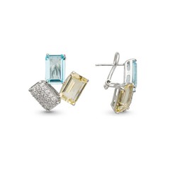 Pendientes Plata Argent Basic 2,4x2,4cm ARRM080EO Cristales Azules Bicolor Amarillo