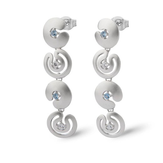 Pendientes Plata Argent Basic 4,2cm ARRJ003L Circonitas Azules Bicolor Blancas Maze