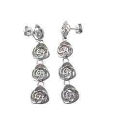 Pendientes Plata Argent Basic 5cm ARRM027L Largos Mini Rosas