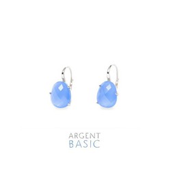Βασικά ασημένια σκουλαρίκια από ασημί μπλε πέτρα ARRS001GA