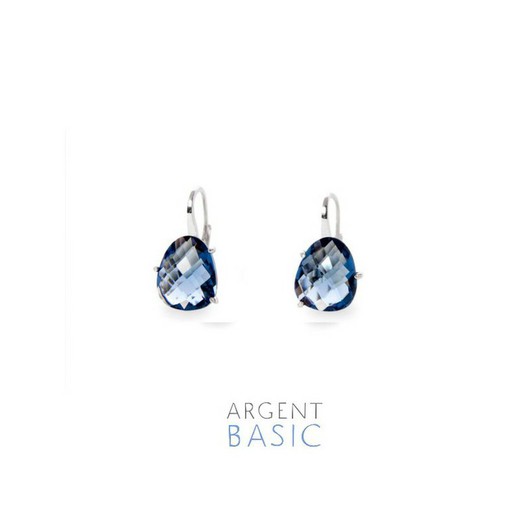 Brincos Argent Basic Silver Pedra Azul Marinho ARRS001GM