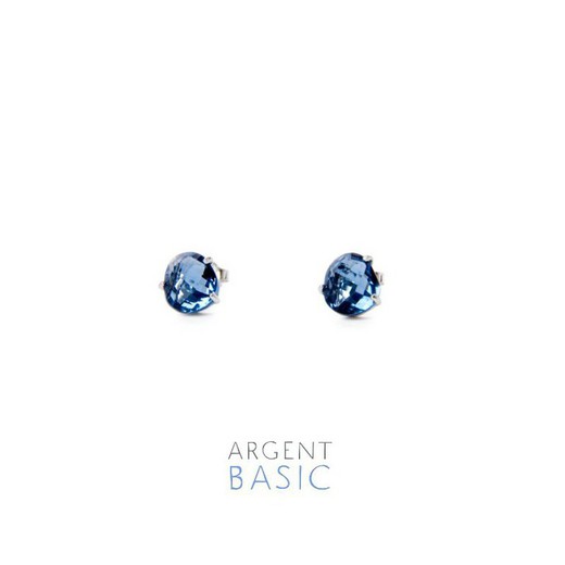 Brincos Argent Basic Silver Pedra Azul Marinho ARRS001M