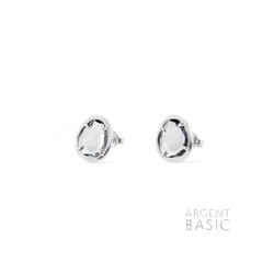 Argent Basic Silver Silver Earrings Γκρι Πέτρα ARRS002G
