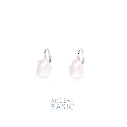 Argent Basic Silver Pink Stone Earrings ARRS001GR