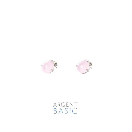 Orecchini base argento pietra rosa argento ARRS001R