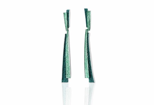 Pendientes Plata Arior 4,2x1,6cm 1144566XPP Troia Verde Esmeralda Dos Piezas