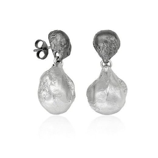 Pendientes Plata Bicolor Negra Argent Basic 3,5cm ARRM052L Magma