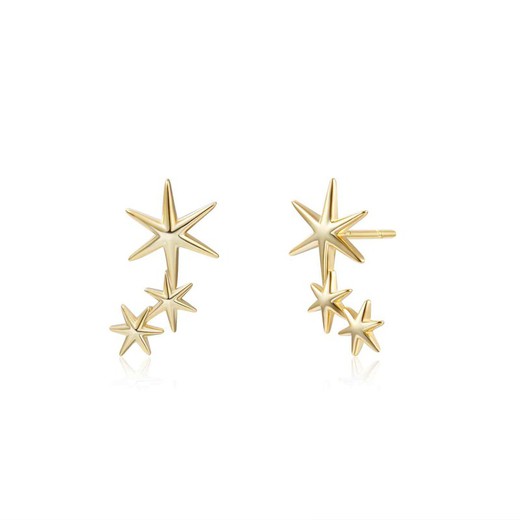 Pendientes Plata Dorada 10x16.5mm PEL0937DO 3 Estrellas