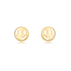 Pendientes Plata Dorada 10x5mm PEL1016DO Smiley Feliz